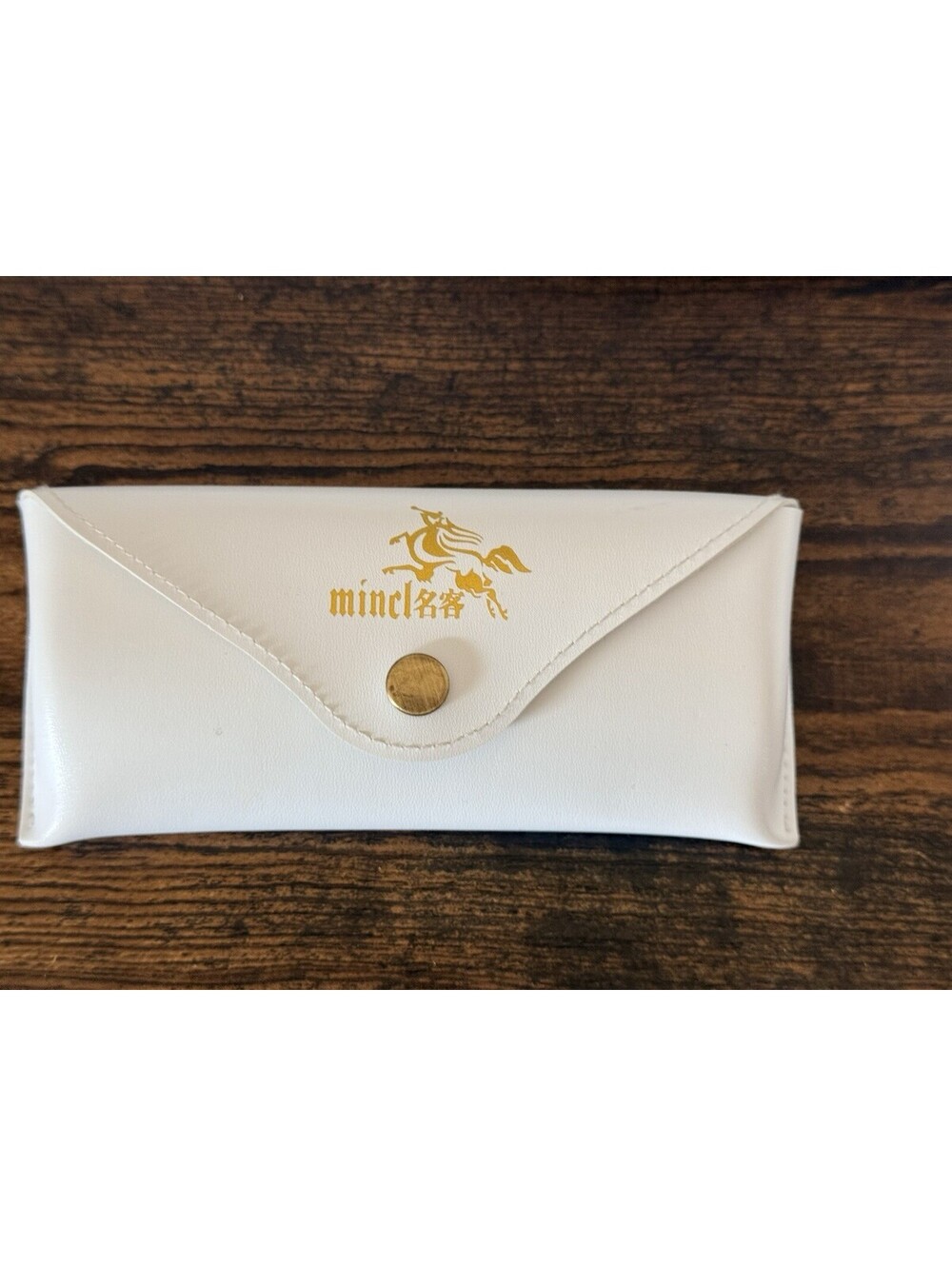 Minclkk white and gold eye Glasses case With Snap